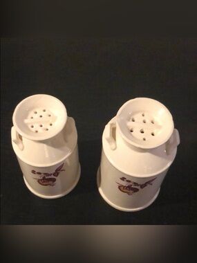 White Ceramic Salt and Pepper Shaker Set with Floral Accent